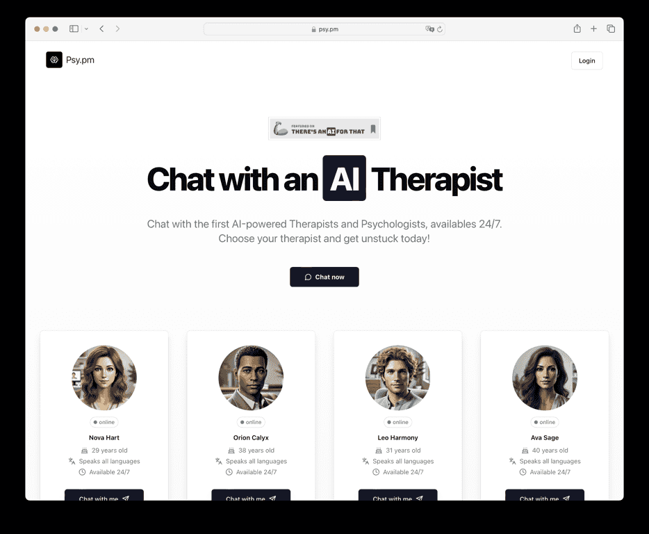 PSY – AI Therapists Review – Your 24/7 Mental Health Support