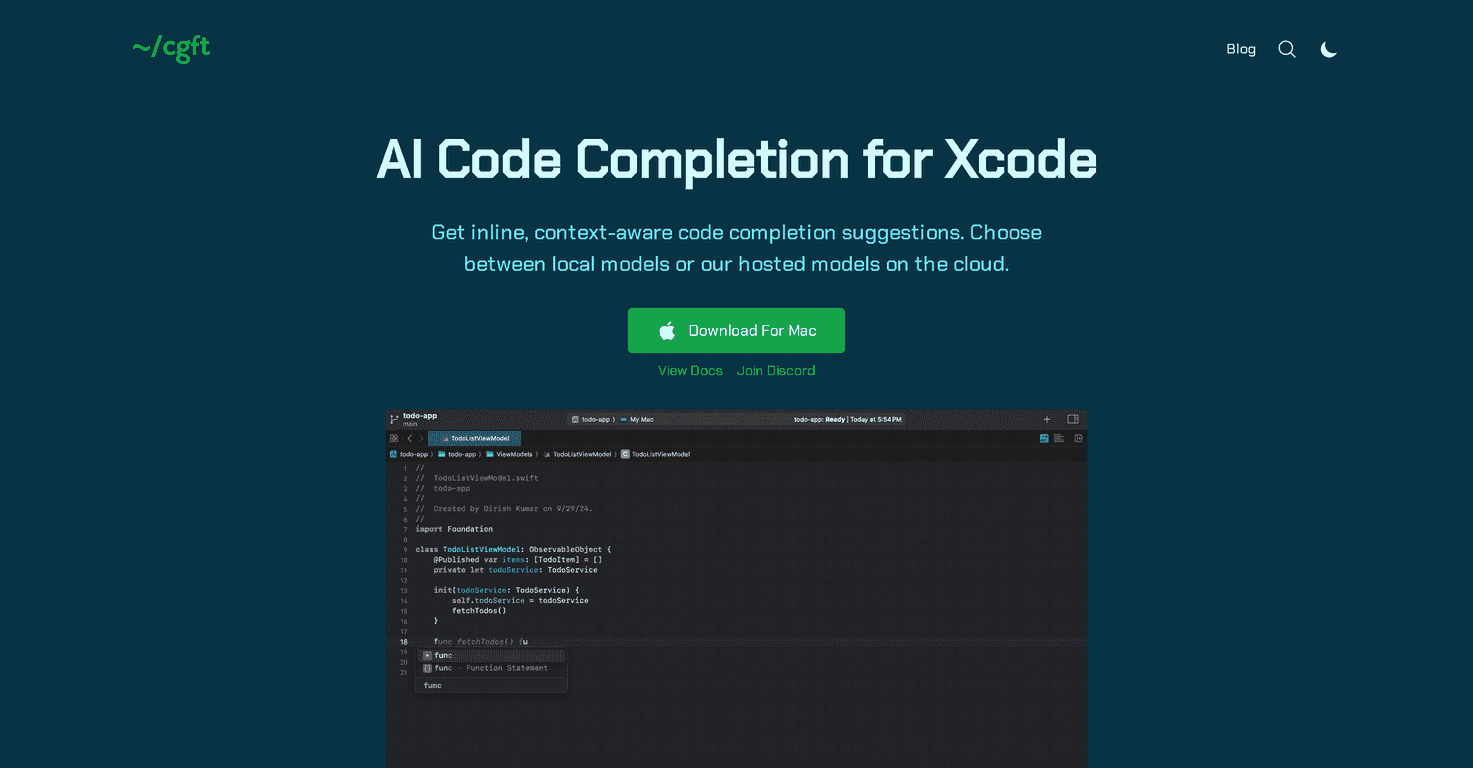 CGFT Review – Your Ultimate AI Code Assistant for Xcode