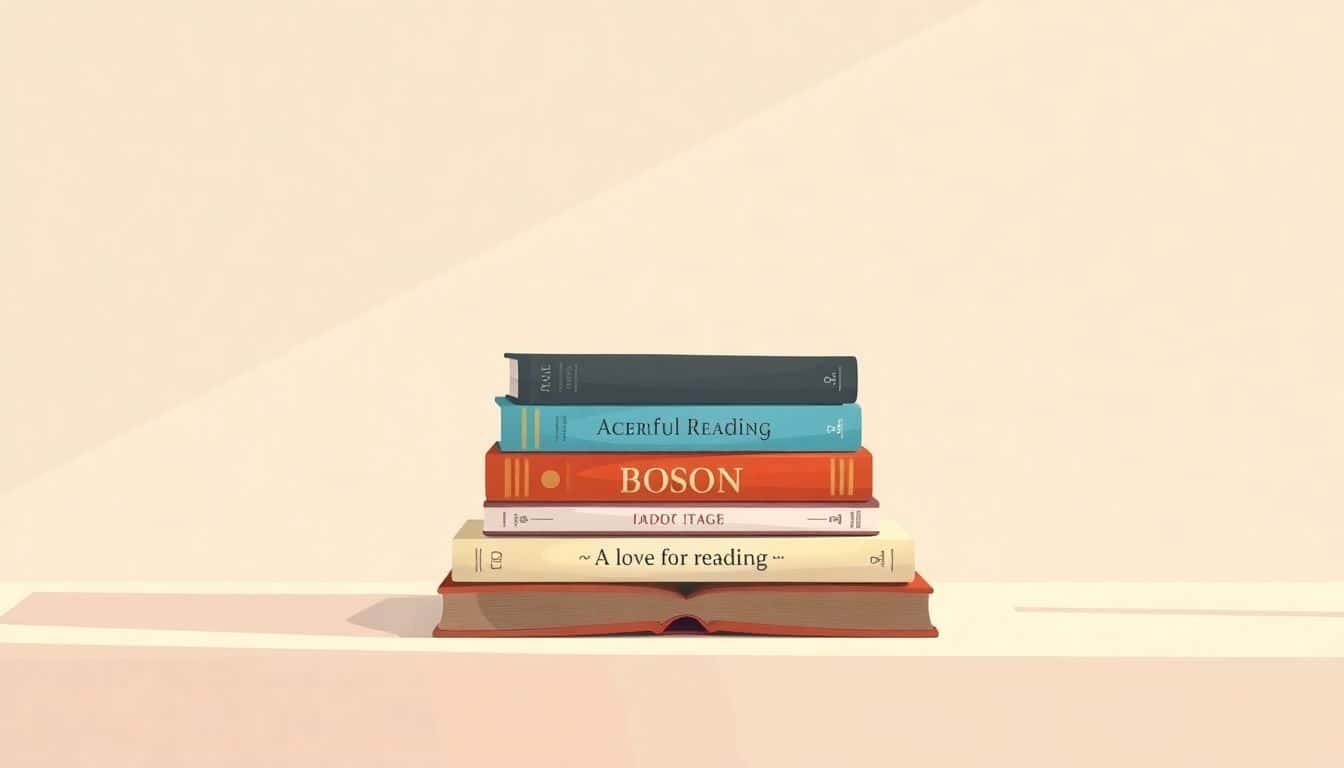 A stack of beautifully illustrated books on a simple surface with soft, warm lighting and a clean, uncluttered background.