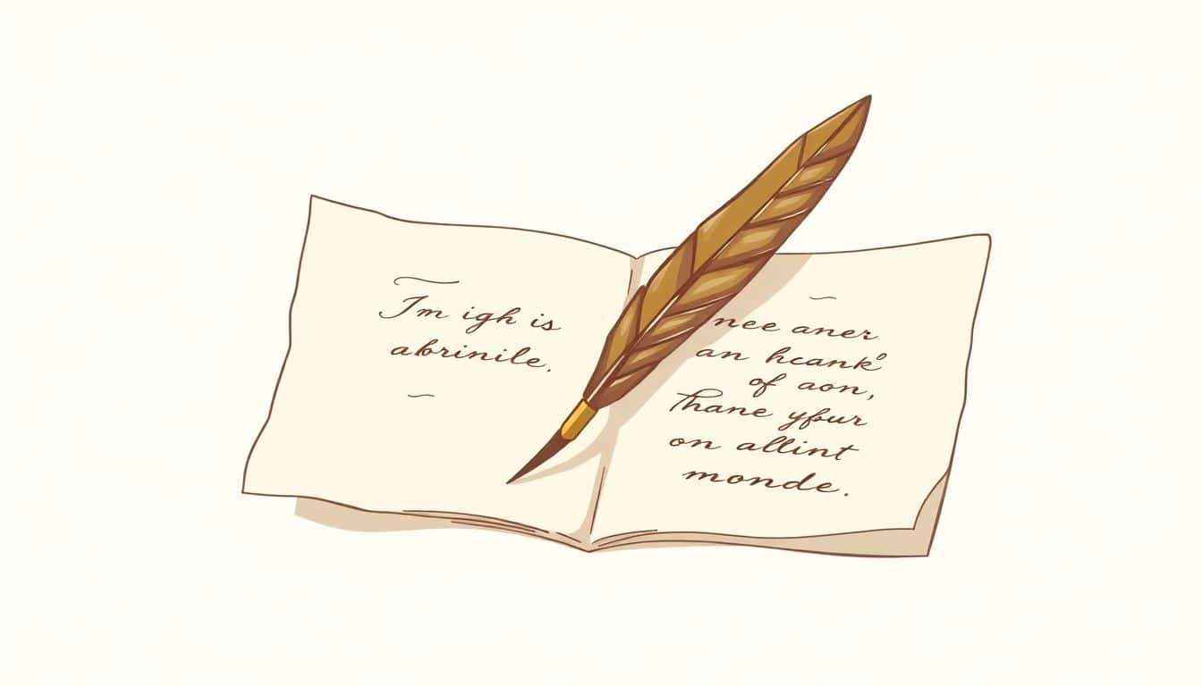 Vintage quill and open parchment with elegant writing on a soft, neutral background.