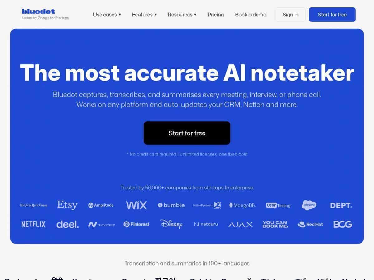 Bluedot Review – Effortless AI Meeting Notes for Professionals