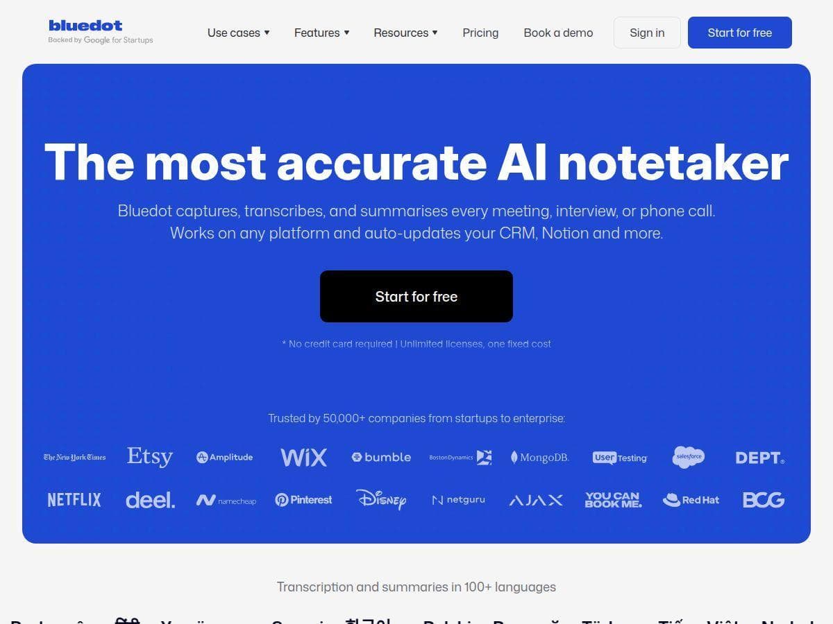 Bluedot Review – Effortless AI Meeting Notes for Professionals