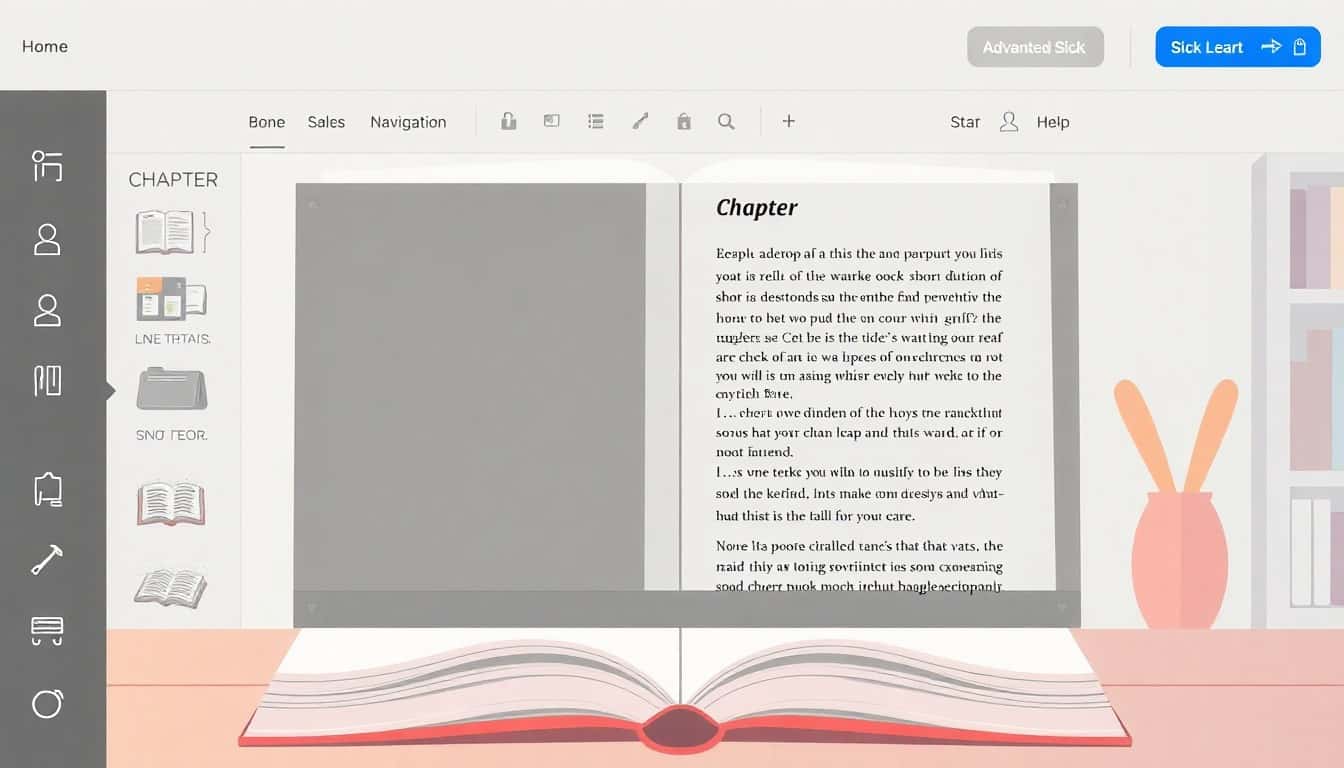 Interfaz del editor de libros con IA con herramientas de edición profesionales