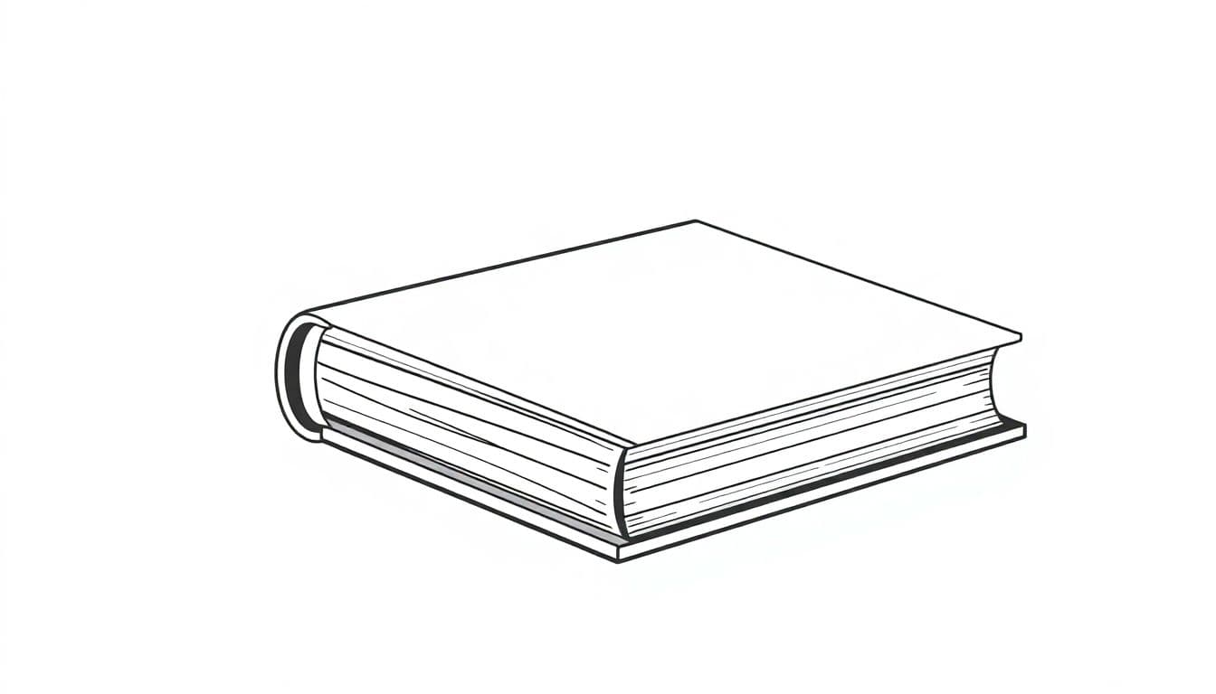 Open hardcover book showing its curved spine and stacked page block