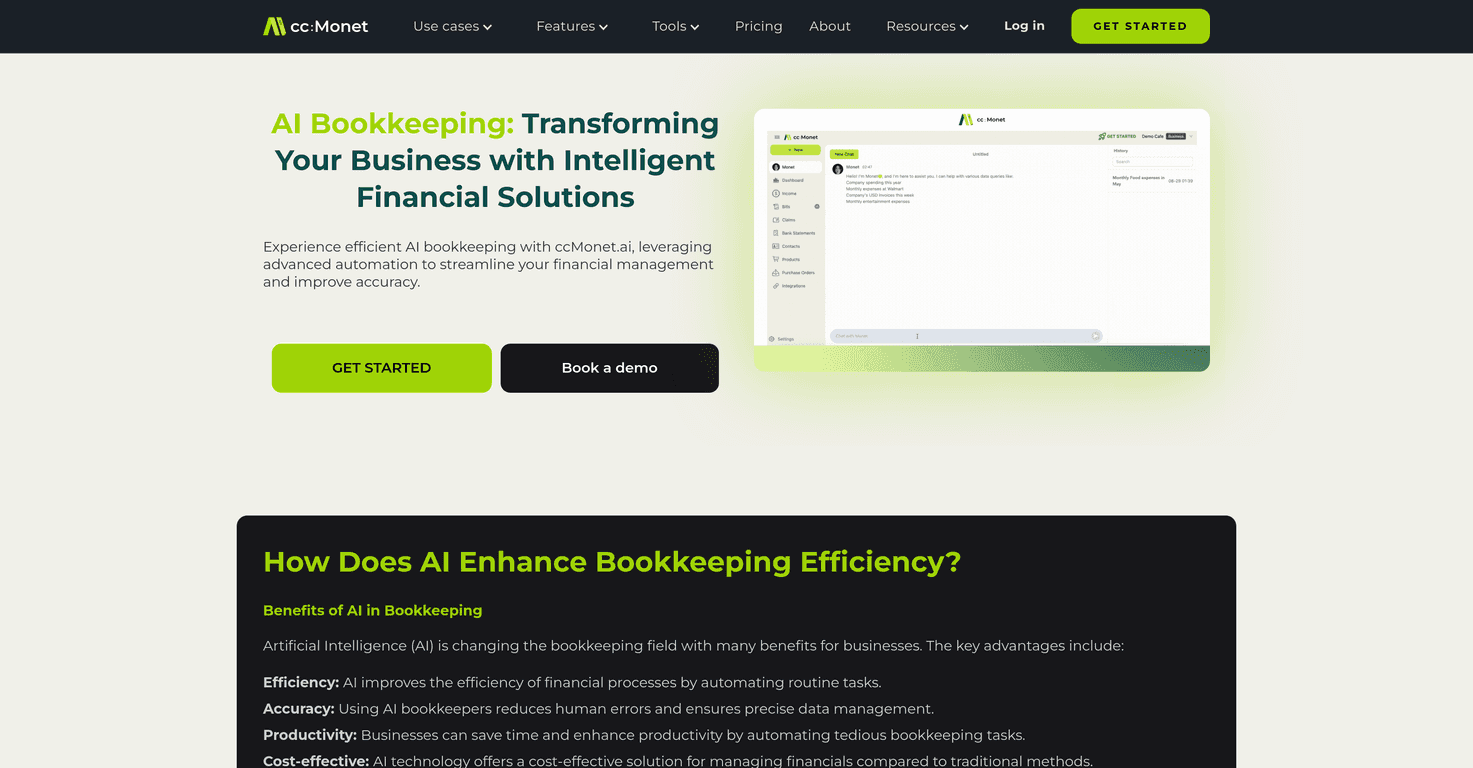 cc:Monet Review – Your AI-Powered Bookkeeping Solution