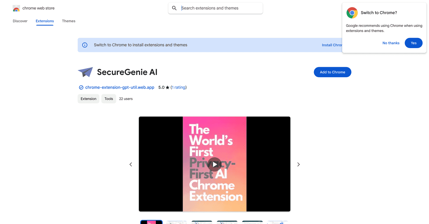 SecureGenie AI Review – Privacy-Centric Chrome Extension