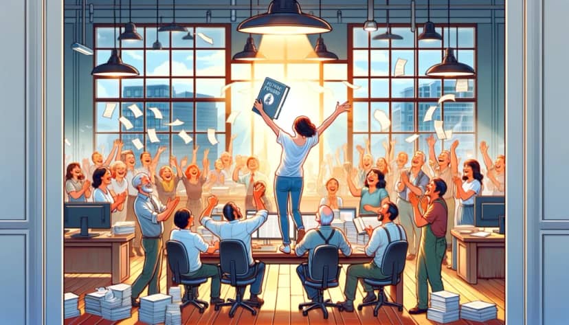 Girl celebrating manuscript finalization