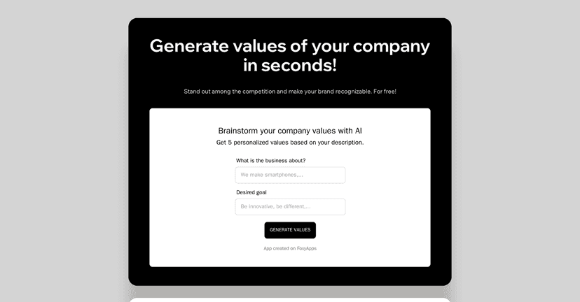 Company Values Generator