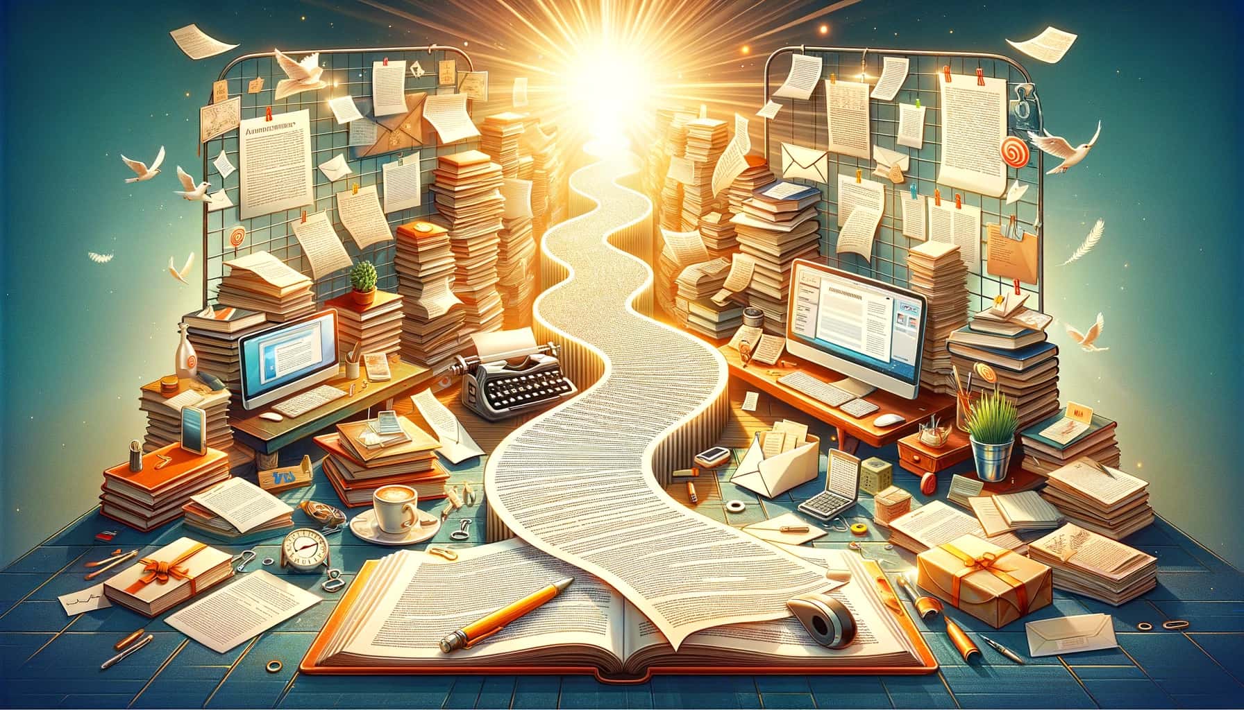 DALL·E 2024 02 05 17.09.55 A Captivating And Encompassing Featured Image For An Article About Publishing A Book With A Traditional Publisher. The Scene Combines Elements Of The
