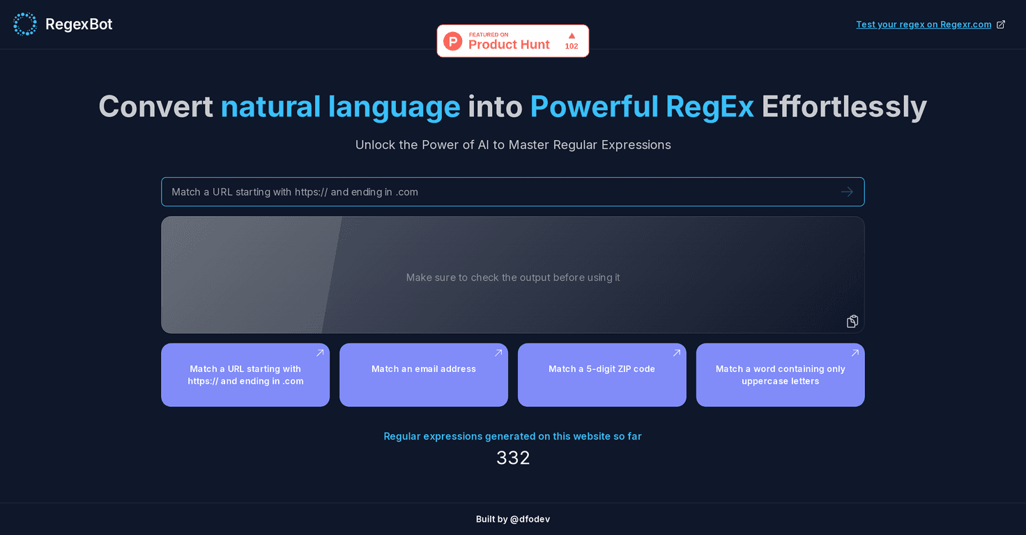 RegexBot Review – Your AI Companion for Regex Creation