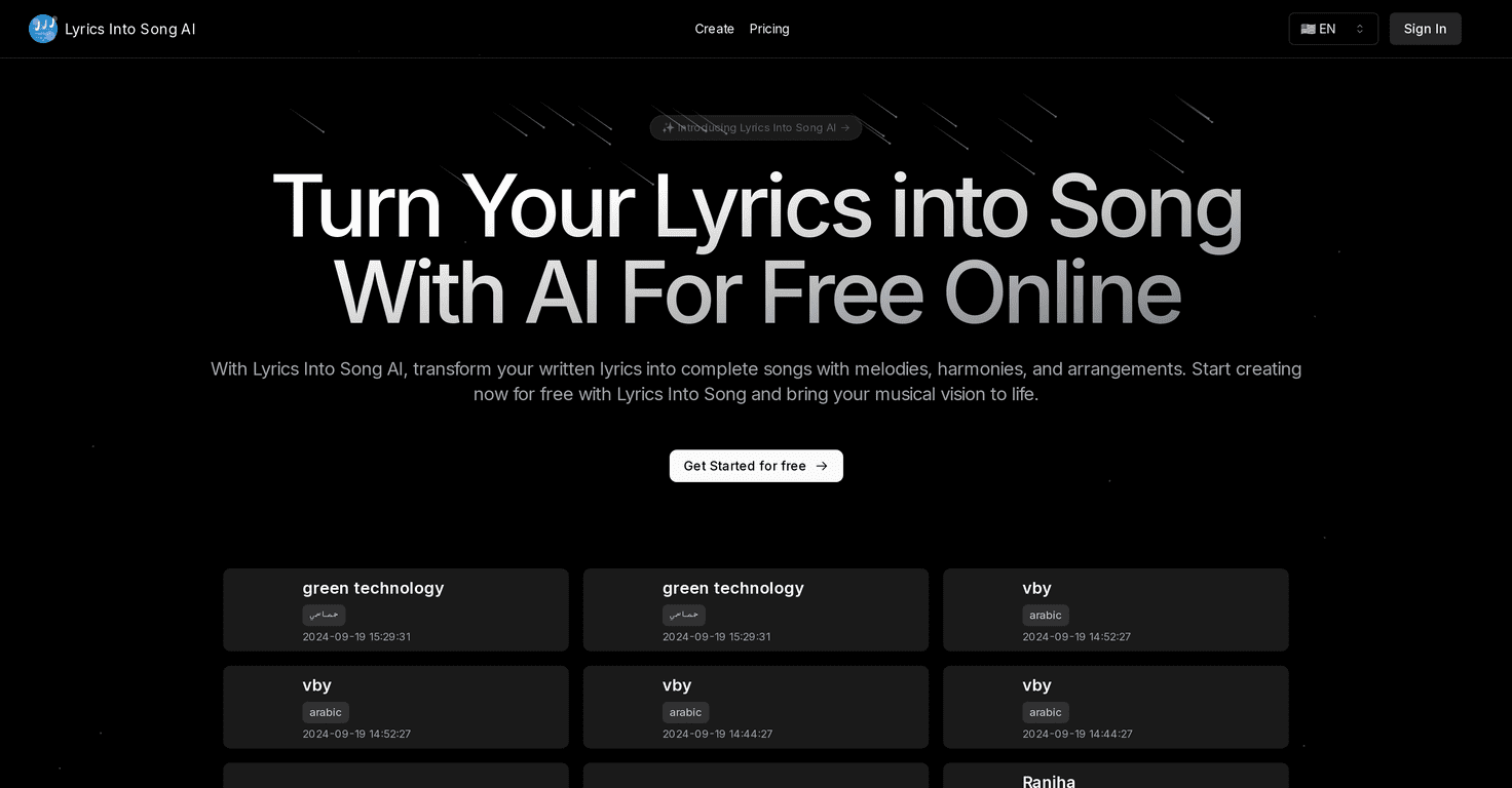 Lyrics Into Song Ai