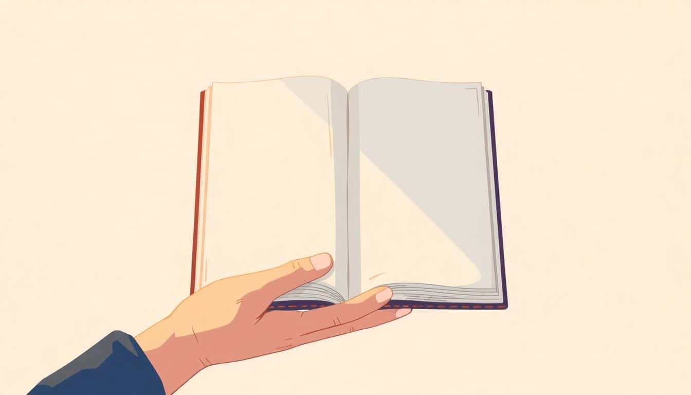 A person holding a closed, beautifully designed book against a soft, warm background, conveying a sense of creativity and inspiration.