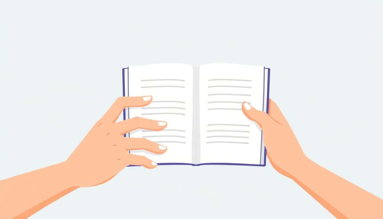 A person confidently holding an open ebook or digital tablet, symbolizing customer attraction, in a minimalist style with soft colors and a clean background.