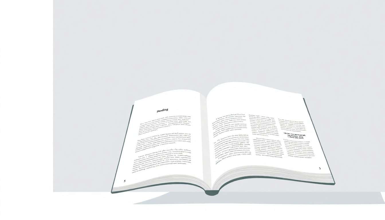 Minimalist illustration of an open magazine or website layout featuring clean lines, spacious margins, a prominent heading, and a few content blocks in soft colors.