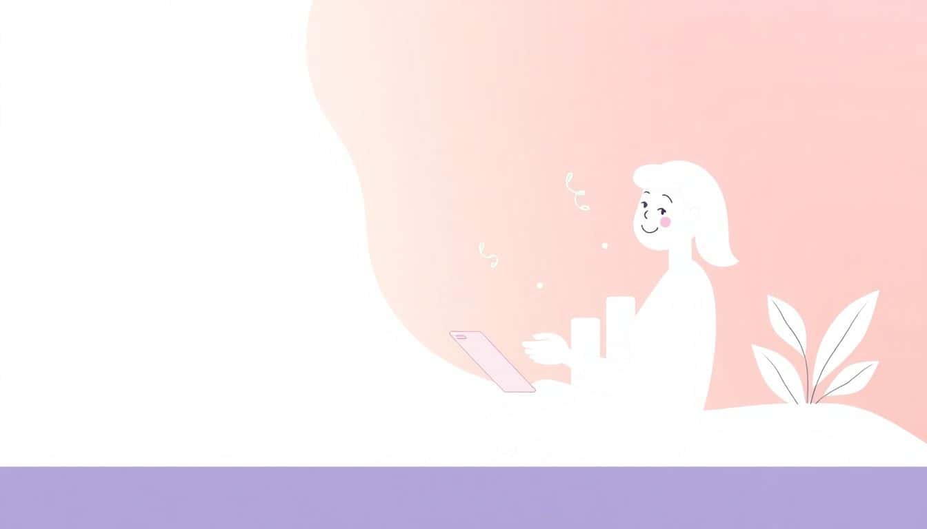 Minimalist illustration of a stylized person happily reading a book, accompanied by a subtle growing bar graph and wispy lines symbolizing data flow, in calming tones.