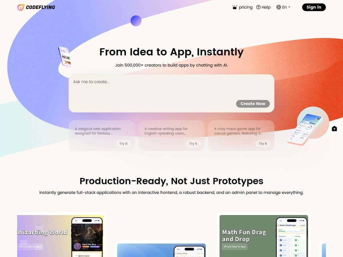 CodeFlying Review – Effortless App Building with AI