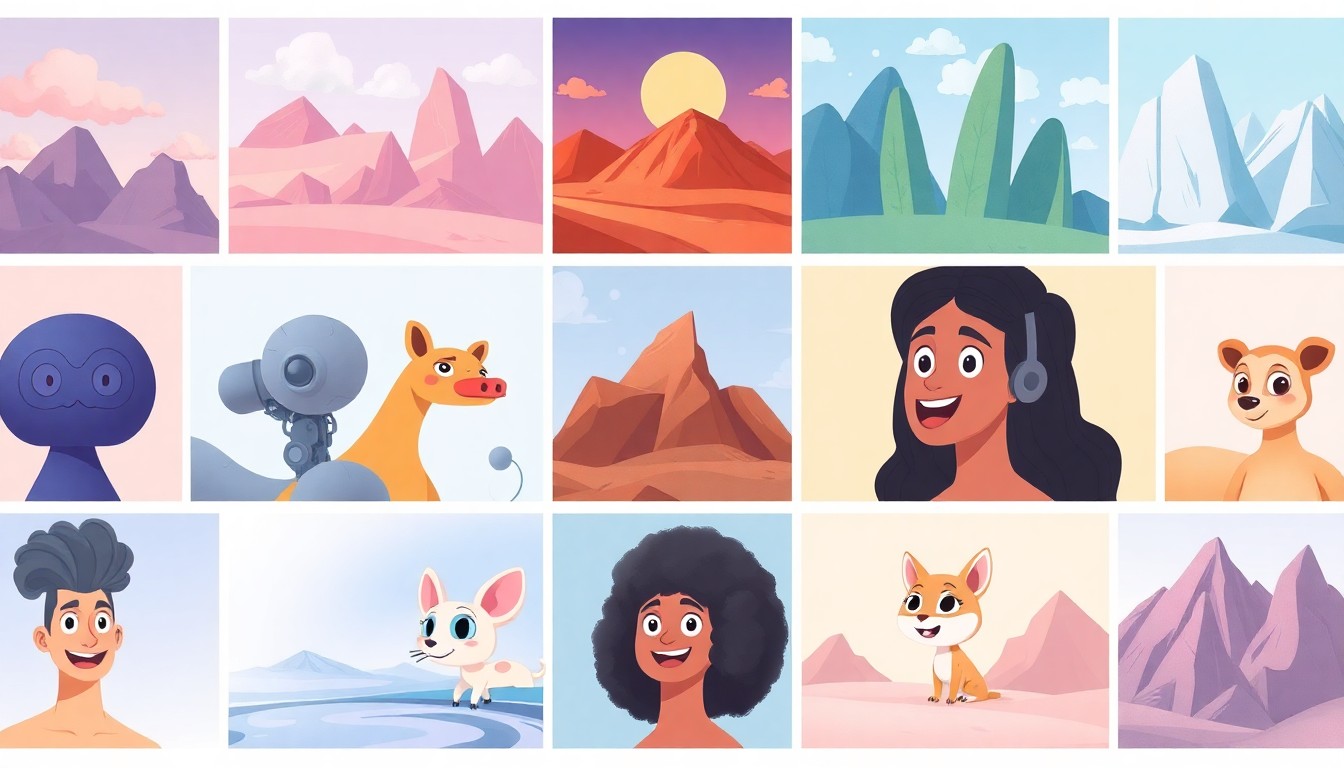 Gallery showing different AI image styles