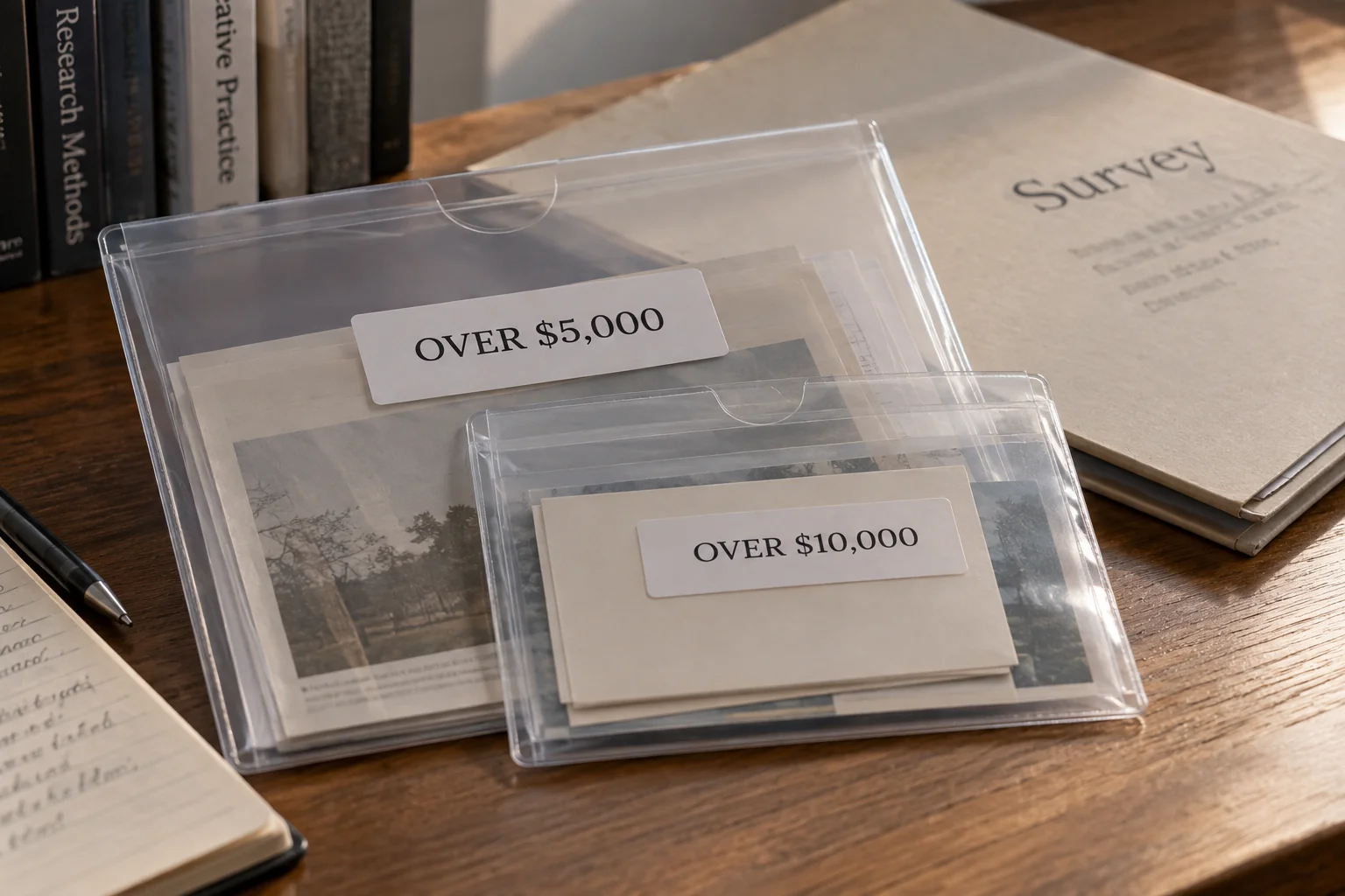 Income-threshold cards showing that over $10,000 falls within over $5,000