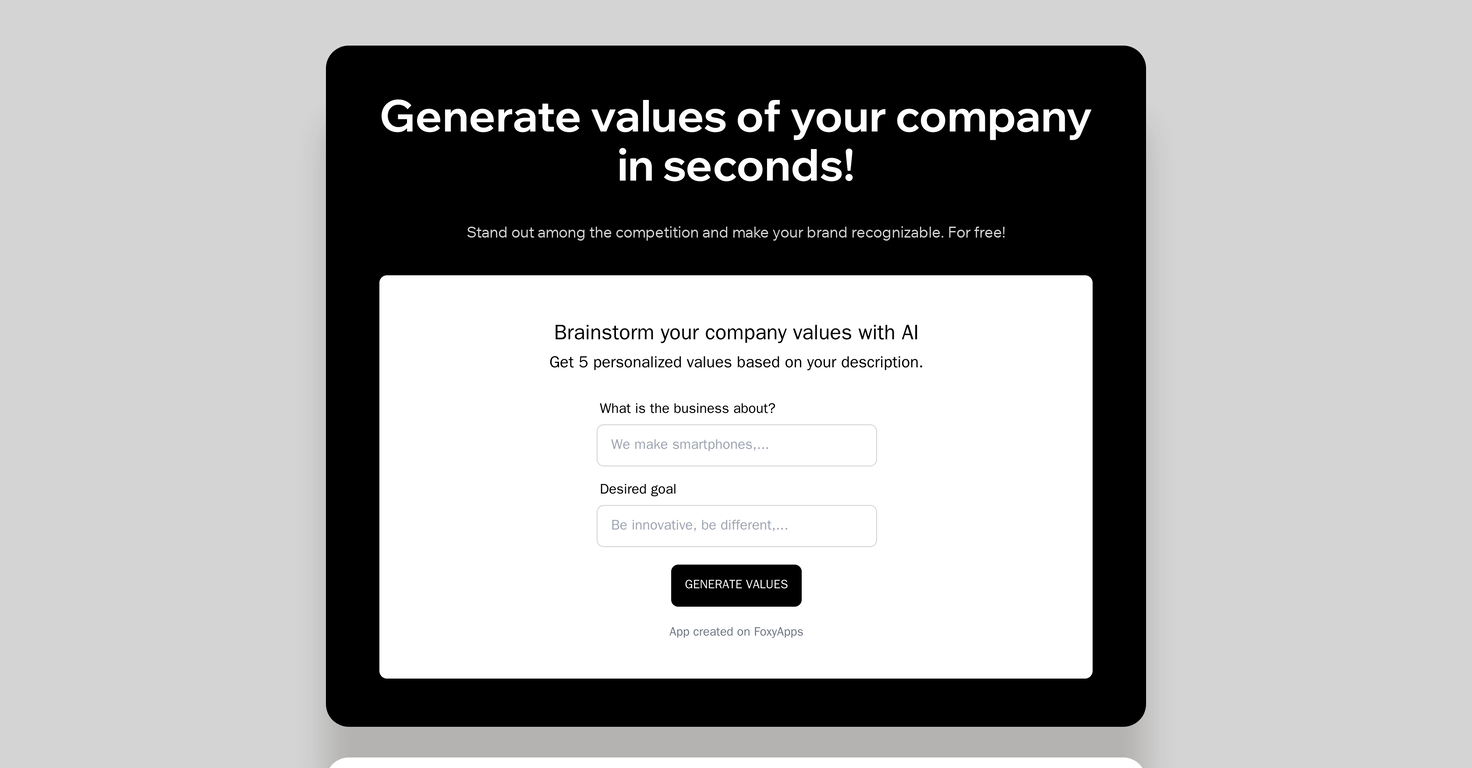 company values generator