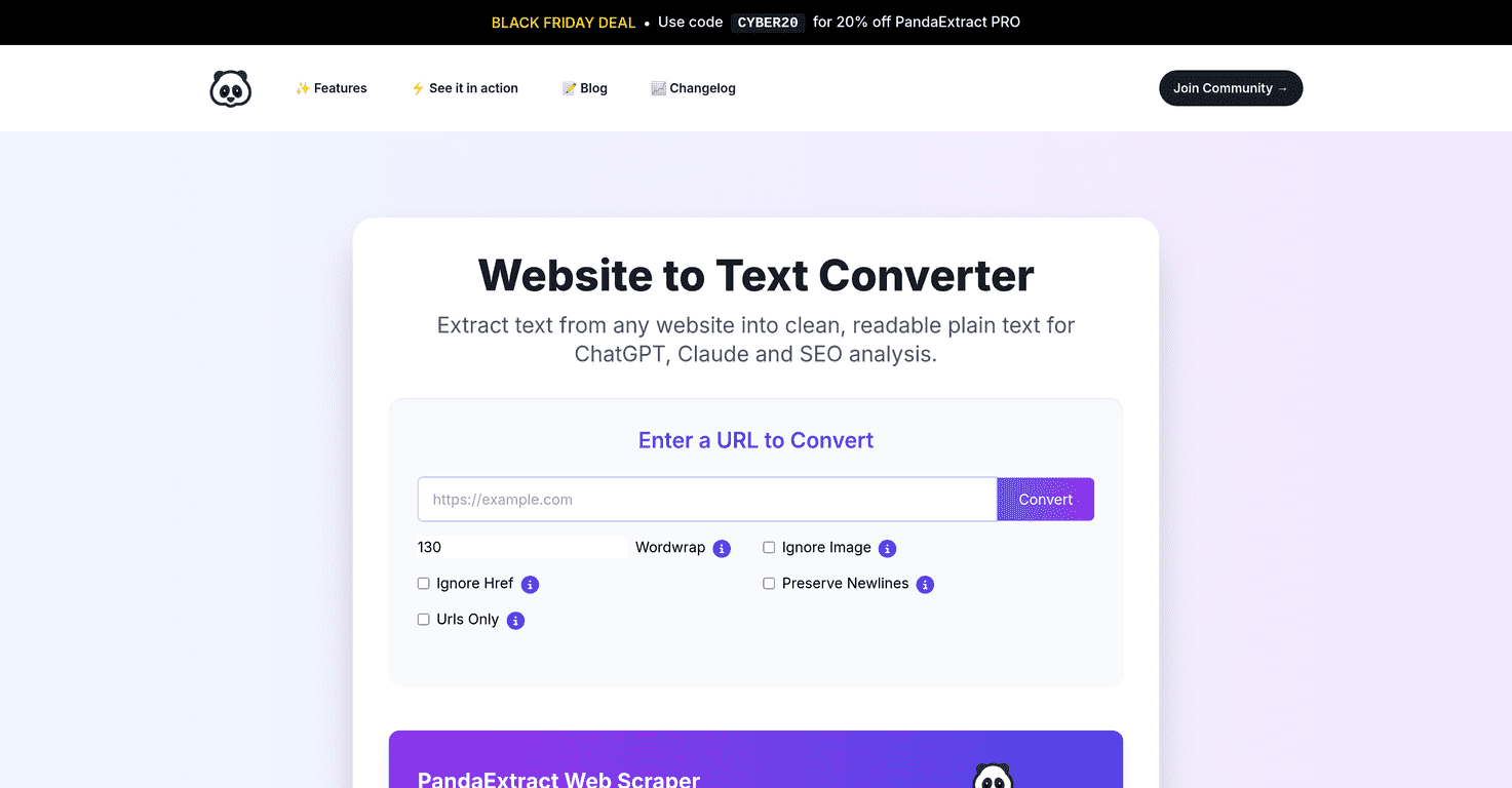 website to text converter