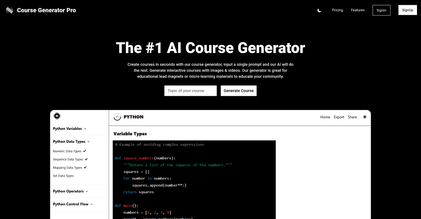 course generator pro