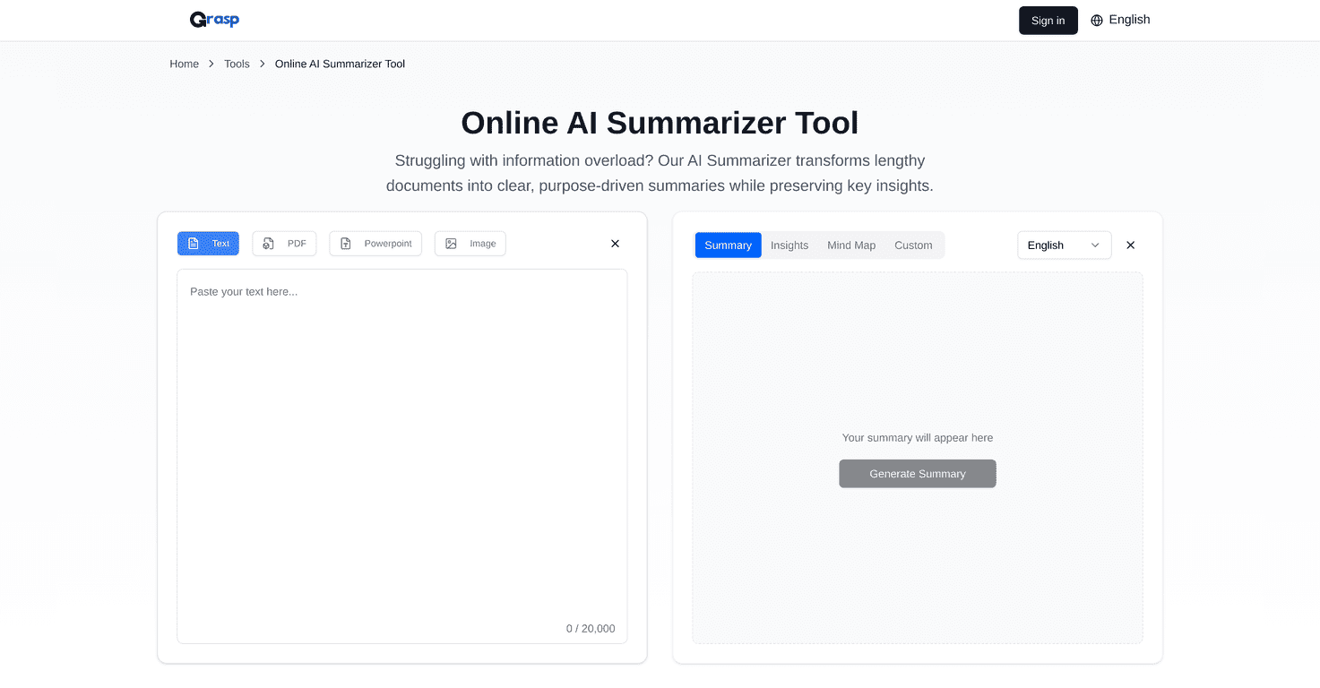 online ai summarizer tool