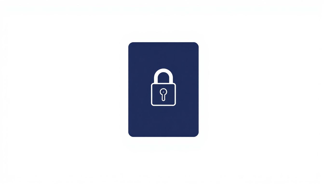 Minimalist illustration of a closed digital eBook with a subtle lock icon overlay on a soft, neutral-toned background.