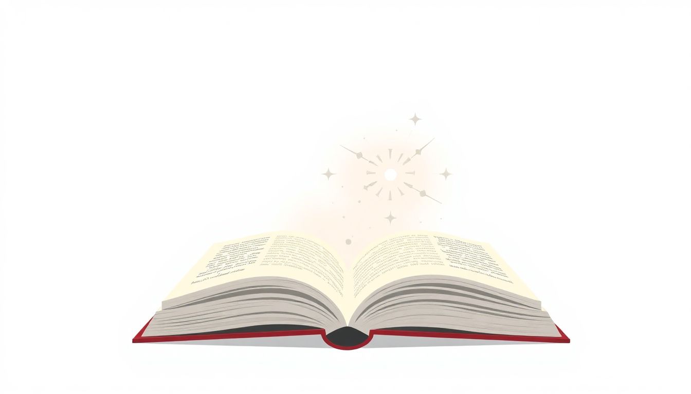 Welcome to our Blog Minimalist illustration of an open book with glowing elements, symbolizing growth and achievement, set against a simple background that conveys progress and aspiration.