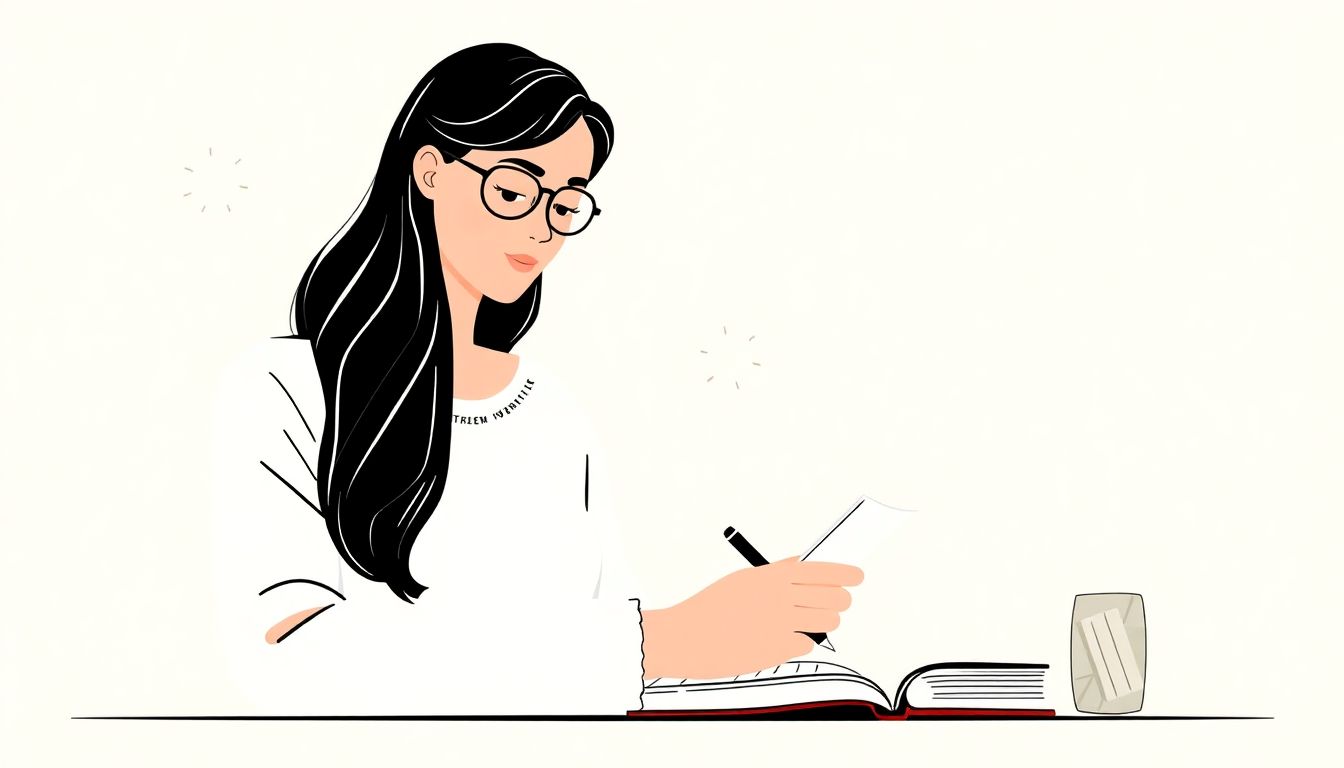 Welcome to our Blog A person sketching or writing an ebook with a notebook and pen on a minimalist background, surrounded by soft colors and subtle symbols of inspiration like lightbulbs and stars.