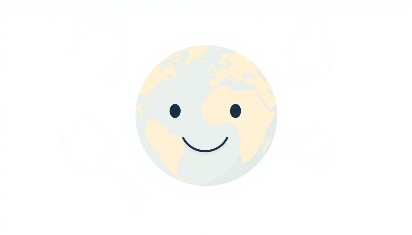 Automateed Newsletter Minimalist illustration of a friendly globe surrounded by interconnected speech bubbles, representing global communication, in soft colors and clean lines.