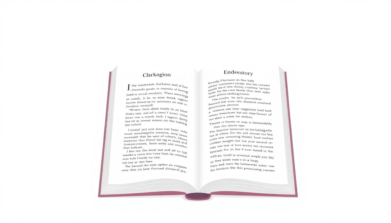 Minimalist illustration of an open eBook with clear text, set against a simple background, featuring soft colors, a magnifying glass, and adjustable font icons to symbolize accessibility.